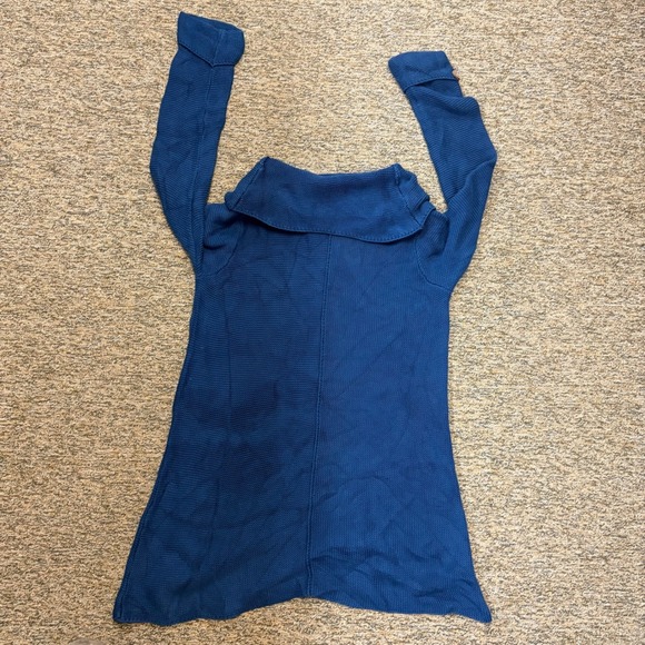 Habitat Women's Blue Cotton Knit Cowl Neck Tunic‎ Sweater Button Front M - Picture 7 of 10